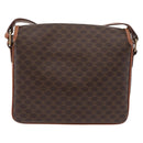 CELINE Macadam Canvas Shoulder Bag PVC Leather Brown Gold Auth ka3871-3