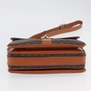 CELINE Macadam Canvas Shoulder Bag PVC Leather Brown Gold Auth ka3871-9