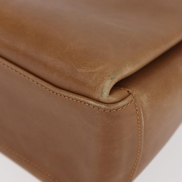 GUCCI Hand Bag Leather Brown Gold Auth ka3873