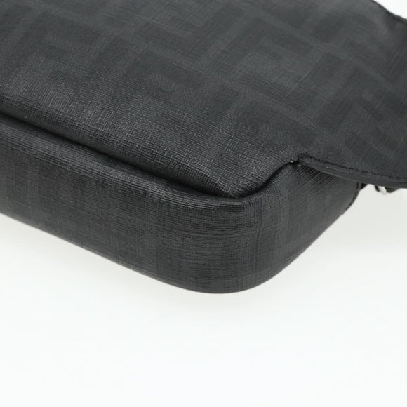FENDI Zucca Canvas Body Bag Black Silver Auth ka3874M