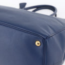 PRADA Galleria Hand Bag Safiano leather Blue Gold Auth ka388-8