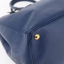 PRADA Galleria Hand Bag Safiano leather Blue Gold Auth ka388-15