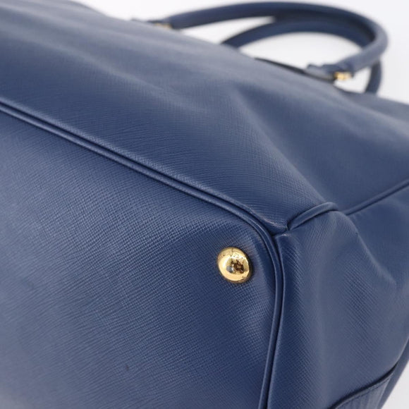 PRADA Galleria Hand Bag Safiano leather Blue Gold Auth ka388