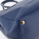 PRADA Galleria Hand Bag Safiano leather Blue Gold Auth ka388-17