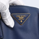 PRADA Galleria Hand Bag Safiano leather Blue Gold Auth ka388-18