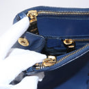 PRADA Galleria Hand Bag Safiano leather Blue Gold Auth ka388-10