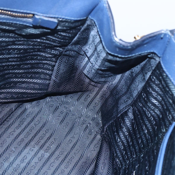 PRADA Galleria Hand Bag Safiano leather Blue Gold Auth ka388