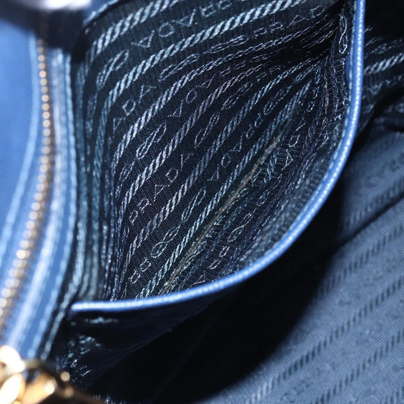 PRADA Galleria Hand Bag Safiano leather Blue Gold Auth ka388