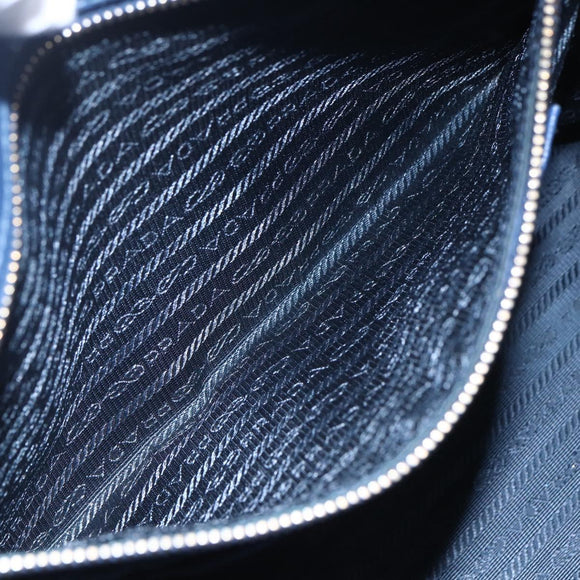 PRADA Galleria Hand Bag Safiano leather Blue Gold Auth ka388