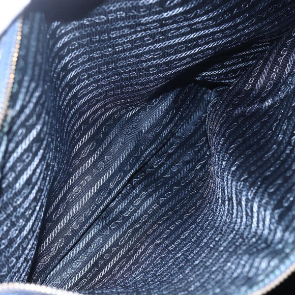 PRADA Galleria Hand Bag Safiano leather Blue Gold Auth ka388