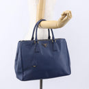 PRADA Galleria Hand Bag Safiano leather Blue Gold Auth ka388-26