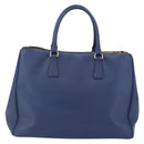 PRADA Galleria Hand Bag Safiano leather Blue Gold Auth ka388-2