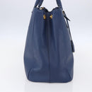 PRADA Galleria Hand Bag Safiano leather Blue Gold Auth ka388-3