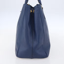PRADA Galleria Hand Bag Safiano leather Blue Gold Auth ka388-4