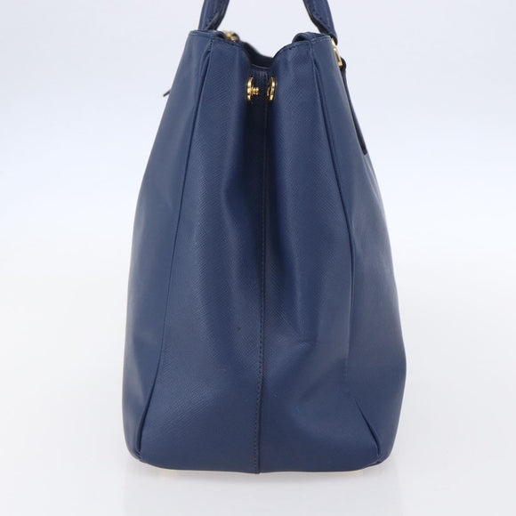 PRADA Galleria Hand Bag Safiano leather Blue Gold Auth ka388