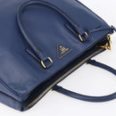 PRADA Galleria Hand Bag Safiano leather Blue Gold Auth ka388-6