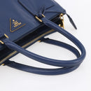 PRADA Galleria Hand Bag Safiano leather Blue Gold Auth ka388-7