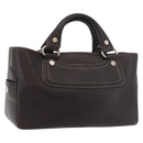 CELINE Boogie bag Hand Bag Leather Brown Silver Auth ka3882A-1