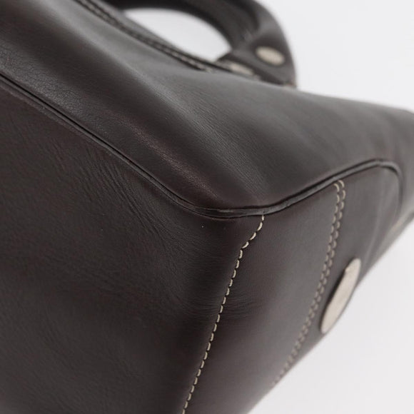 CELINE Boogie bag Hand Bag Leather Brown Silver Auth ka3882A