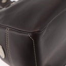 CELINE Boogie bag Hand Bag Leather Brown Silver Auth ka3882A-15
