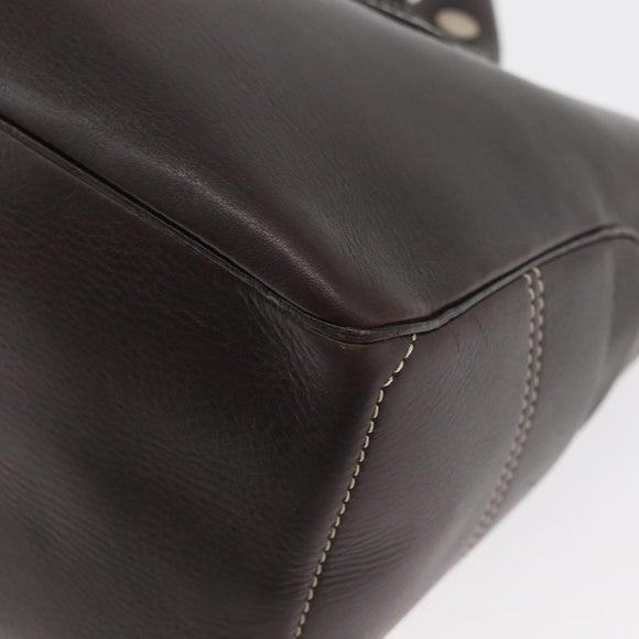 CELINE Boogie bag Hand Bag Leather Brown Silver Auth ka3882A