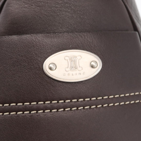 CELINE Boogie bag Hand Bag Leather Brown Silver Auth ka3882A