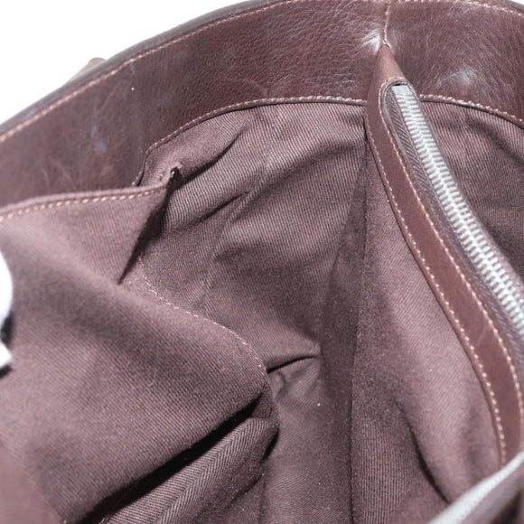 CELINE Boogie bag Hand Bag Leather Brown Silver Auth ka3882A