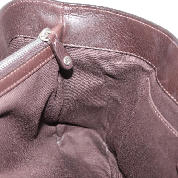 CELINE Boogie bag Hand Bag Leather Brown Silver Auth ka3882A