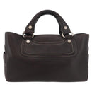 CELINE Boogie bag Hand Bag Leather Brown Silver Auth ka3882A-13