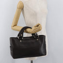CELINE Boogie bag Hand Bag Leather Brown Silver Auth ka3882A-26