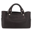 CELINE Boogie bag Hand Bag Leather Brown Silver Auth ka3882A-2