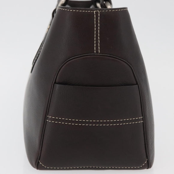 CELINE Boogie bag Hand Bag Leather Brown Silver Auth ka3882A