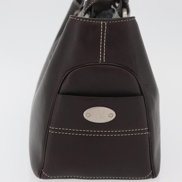 CELINE Boogie bag Hand Bag Leather Brown Silver Auth ka3882A