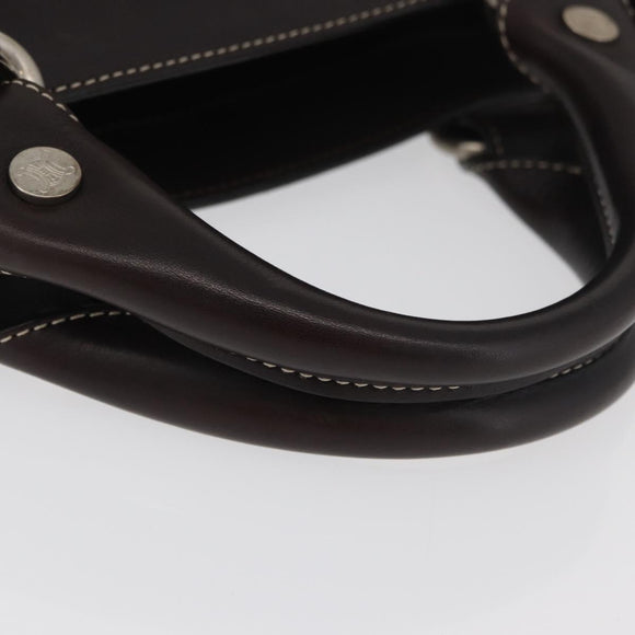 CELINE Boogie bag Hand Bag Leather Brown Silver Auth ka3882A
