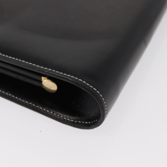 Christian Dior Shoulder Bag Leather Black Gold Auth ka3883