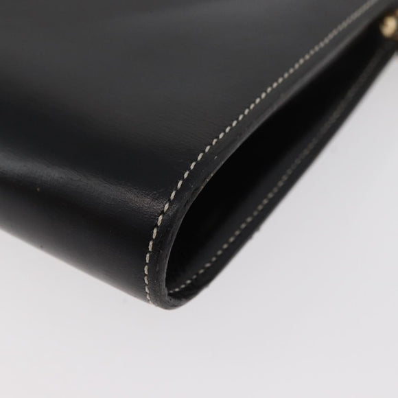 Christian Dior Shoulder Bag Leather Black Gold Auth ka3883