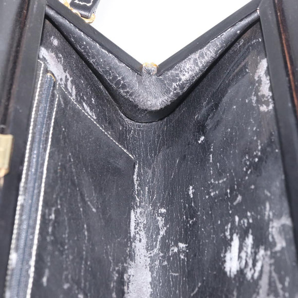Christian Dior Shoulder Bag Leather Black Gold Auth ka3883