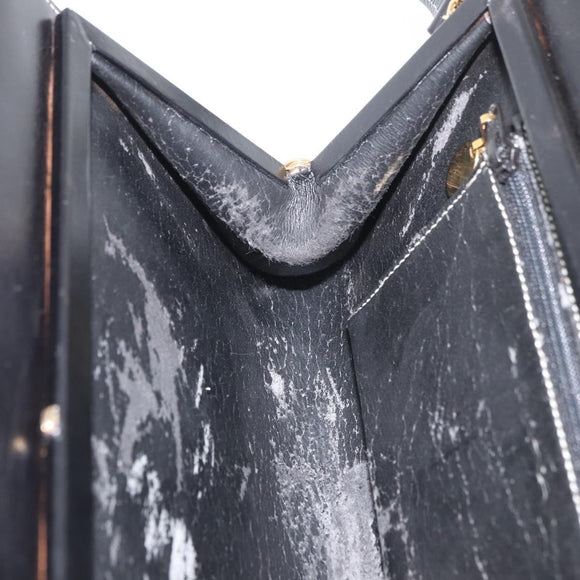Christian Dior Shoulder Bag Leather Black Gold Auth ka3883
