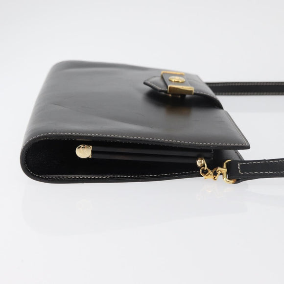 Christian Dior Shoulder Bag Leather Black Gold Auth ka3883