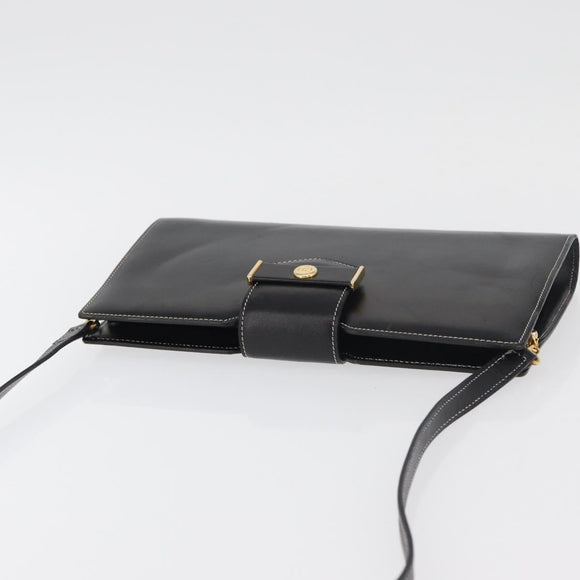 Christian Dior Shoulder Bag Leather Black Gold Auth ka3883