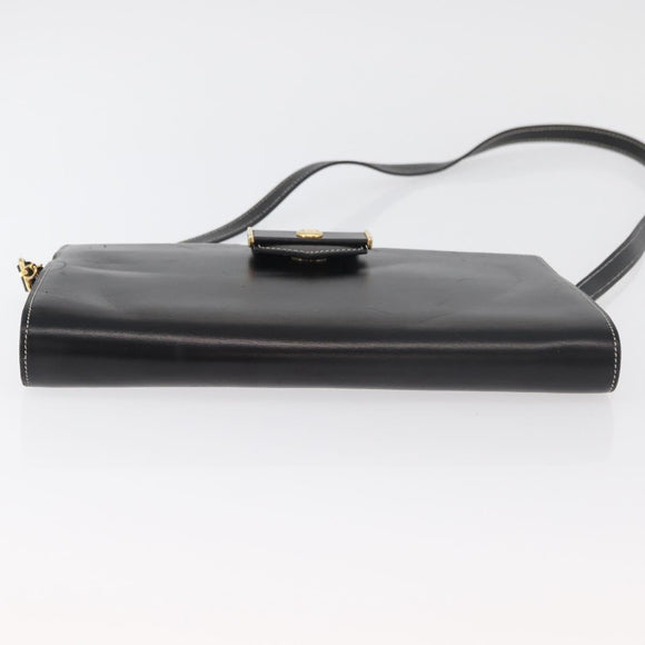 Christian Dior Shoulder Bag Leather Black Gold Auth ka3883