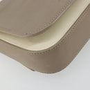 FENDI Chain Trebuquette Shoulder Bag Leather Beige Silver Auth ka3885A-13