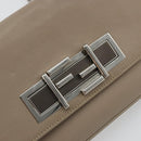 FENDI Chain Trebuquette Shoulder Bag Leather Beige Silver Auth ka3885A-14