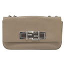 FENDI Chain Trebuquette Shoulder Bag Leather Beige Silver Auth ka3885A-2