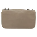 FENDI Chain Trebuquette Shoulder Bag Leather Beige Silver Auth ka3885A-3