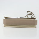 FENDI Chain Trebuquette Shoulder Bag Leather Beige Silver Auth ka3885A-9