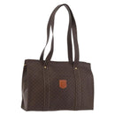 CELINE Macadam Canvas Tote Bag PVC Leather Brown Gold Auth ka3890A-1