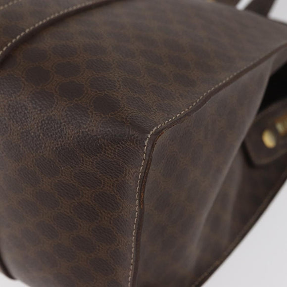 CELINE Macadam Canvas Tote Bag PVC Leather Brown Gold Auth ka3890A
