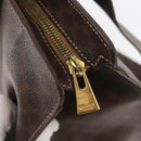 CELINE Macadam Canvas Tote Bag PVC Leather Brown Gold Auth ka3890A-10