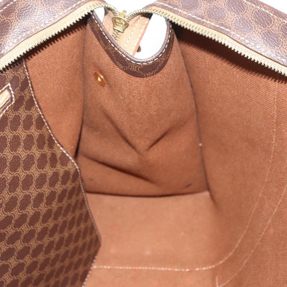 CELINE Macadam Canvas Tote Bag PVC Leather Brown Gold Auth ka3890A